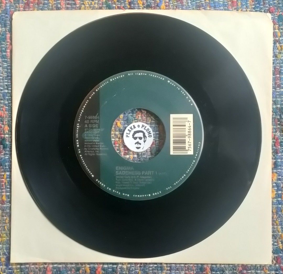 Enigma - Sadeness Part 1 7" Vinyl Record (Category: Vinyls) located in Quezon City. Submitted by plaka.o.plomo (Listing ID 1404019175, Image 2). Description: Artist(s) : Enigma Song(s) : Sadeness Part 1 Year : 1990 Media : VG+ Color : Black Sleeve : Gen No. : 1x Vinyl Size : 7" RPM : 45 Country : US Catalog No. : 7-98864 Tracklist : - Side A 1. Sadeness Part 1 (Radio Edit) - Side B 1. Sadeness Part 1 (Meditation Mix) Notes : Clean record labels. 
