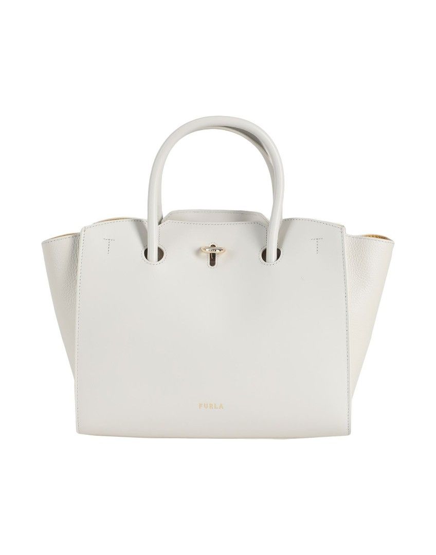 Furla Genesi Off White Handbag (Category: Luxury Bags & Wallets) located in Imus. Submitted by abckidss (Listing ID 1404089389, Image 1). Description: COMPOSITION 100% Calfskin MEASUREMENTS Handle drop 10 cm, Depth 15 cm, Height 25 cm, Length of handle 39 cm, Width 39 cm DETAILS tote, leather, solid color, brand logo, framed closure, leather lining, internal pockets, double handle, detachable shoulder strap, feet at base, large size, contains non