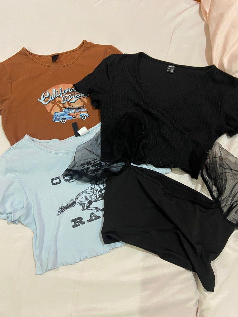 H&M and Shein Crop Tops Bundle (Category: Others Tops) located in Manila. Submitted by 123declutter5 (Listing ID 1404134816, Image 1). Description: TAKE ALL H&M and Shein Crop Tops Selling for ₱189 Rfs: Declutter mod: lalamove, jnt mop: gcash, bpi.