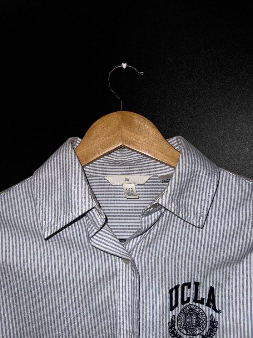 H&M UCLA Cropped Striped Button-Down - XS on tag (Category: Longsleeves) located in Hermosa. Submitted by xonarchive (Listing ID 1404163729, Image 3). Description: .