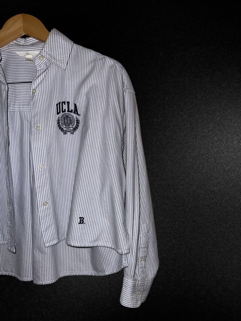 H&M UCLA Cropped Striped Button-Down - XS on tag (Category: Longsleeves) located in Hermosa. Submitted by xonarchive (Listing ID 1404163729, Image 2). Description: .