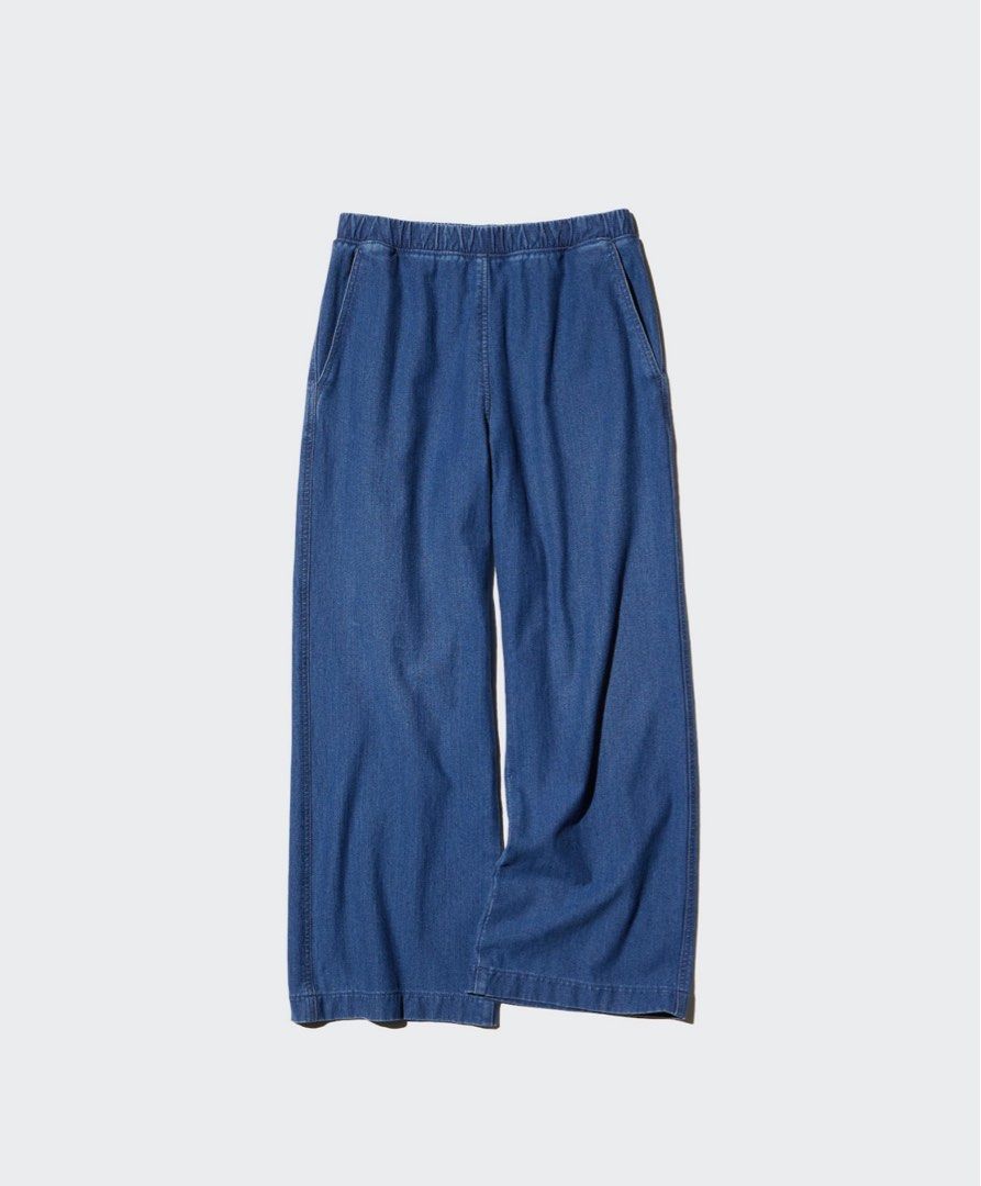 H&M Wide Leg Denim Pants (Category: Jeans) located in Cavite. Submitted by mcxmcxmc (Listing ID 1404136655, Image 1). Description: - Orig H&M wide leg denim pants - Size on tag: L (I’m a plus size 35-36 but this is still loose for me) - Medium blue wash - Elastic waistband - Two side pockets - Relaxed fit - Used once only. Bought in Taiwan for 1600+, selling for 1000.