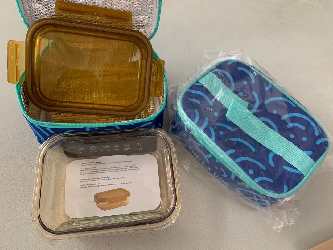 Shell x UOB LocknLock Glass Lunch Box Set Food Container, Furniture ...