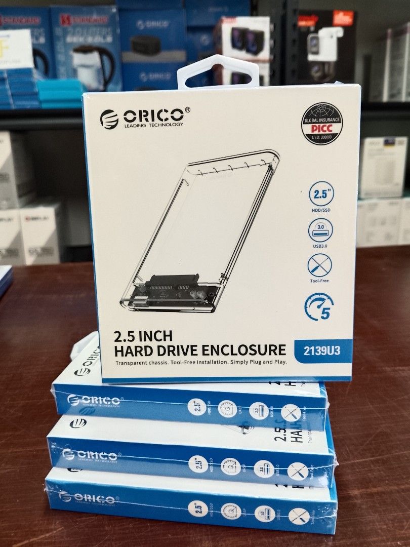 Orico 2.5" SATA HDD / SDD Enclosure Clear 2139U3 (Category: Computer Parts) located in Pasig City. Submitted by mahara1624 (Listing ID 1404109708, Image 1). Description: Brand New and Original Items 🏍️ Same Day Delivery - Lalamove delivery within Metro Manila - For walk-ins: Always PM first for item availability - We are also open for night time deliveries 🧰 Warranty: - 7 days store warranty for factory defects - 1 Year warranty assistance on s