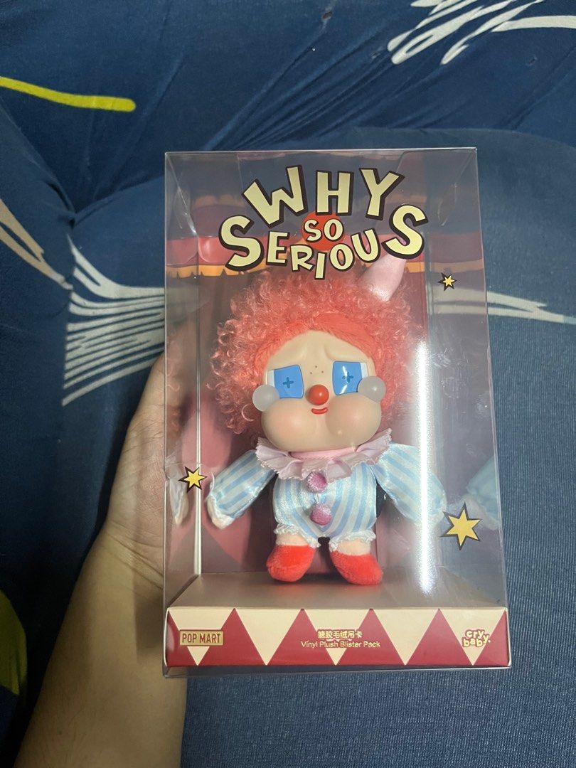 Pop Mart Why So Serious Vinyl Plush Blister Pack (Category: Designer & Blind Box Toys) located in Cabuyao City. Submitted by w4pipzz (Listing ID 1404096188, Image 1). Description: Cry baby why so serious (blister).