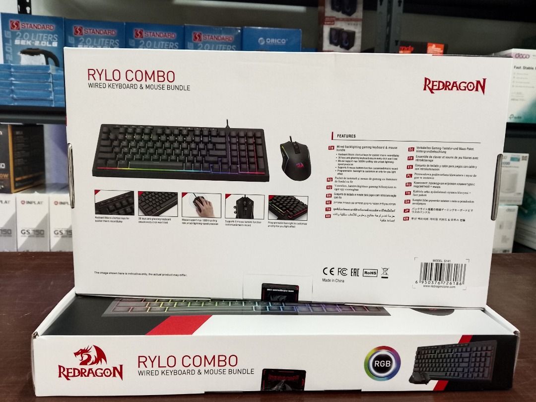 Redragon Rylo 2in1 RGB Wired Gaming Mouse and Keyboard Combo, Computers ...
