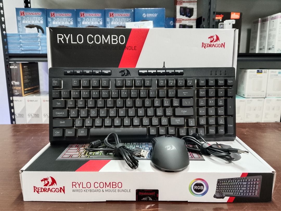 Redragon Rylo 2in1 RGB Wired Gaming Mouse and Keyboard Combo, Computers ...