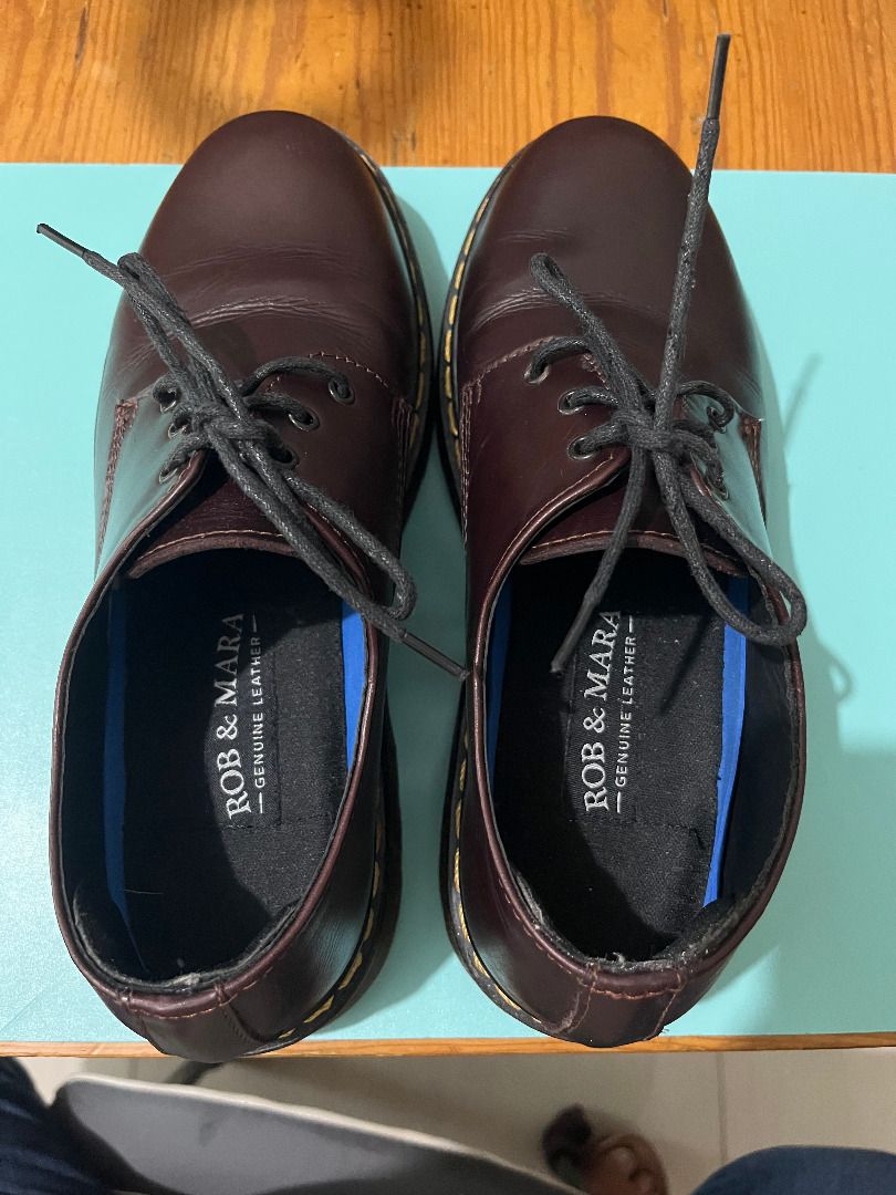 Rob & Mara Dylan Leather Shoes in Wine (Category: Loafers) located in Pasig City. Submitted by innocentlyjaded (Listing ID 1404021244, Image 2). Description: This is a pair of Rob & Mara leather shoes in the Wine colorway. Size 10, size 40 locally, 25.5 - 26.0 cm. Comes with the original box. Originally cost me 2,880. Bought in 2022, used only thrice, treads are still really clean. RFS: still hurt my feet, need a half-size version. MoP: BPI or Gc