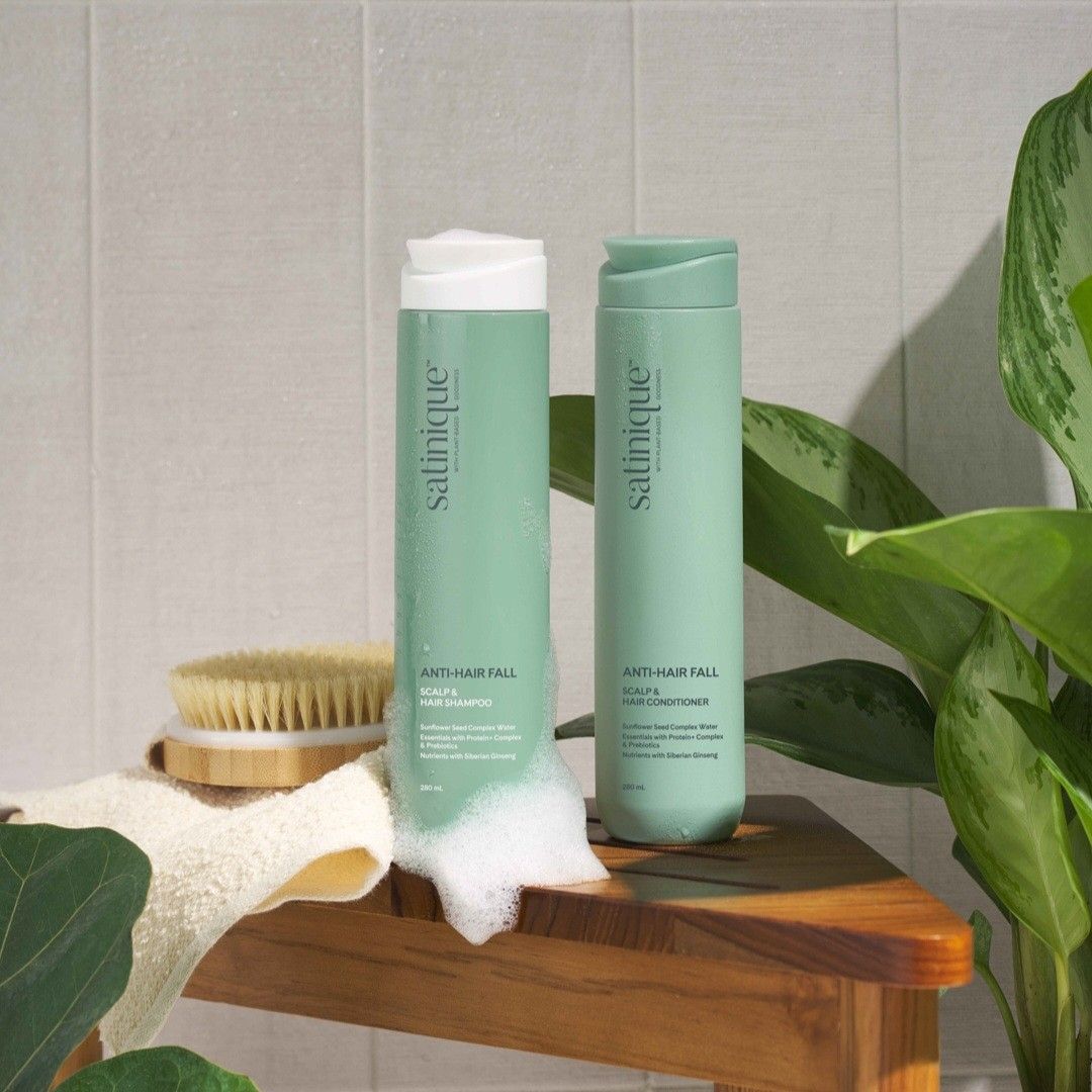 satinique anti-hair fall scalp & hair shampoo | conditioner (Category: Hair) located in Singapore. Submitted by ploweyplow (Listing ID 1404162887, Image 1). Description: ✅️ targets hair loss & less volume available in 280ml & 750ml ✨️ bundle deal — $60 (includes 1 x shampoo 280ml & 1 x conditioner 280ml) ✨️ shampoo 750ml — $62 if you're looking for other amway products not in my listing, do drop me a pm — happy to assist!.