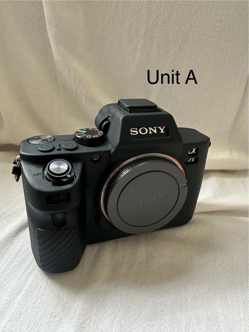 Sony a7ii full frame mirrorless camera 2 units (Category: Cameras) located in Quezon City. Submitted by dlsy12 (Listing ID 1404089484, Image 2). Description: Unit A Bought 2022 Used just as a spare unit Performance 10/10 Cosmetics 10/10 Body rubber and lcd screen protector from day1 Shutter count: 44k Comes with 3 batts Working well, No fungus etc. No more box Price 38k NO SWAP — Unit B Sony PH Unit SOLD Well used Performance 9/10 Cosmetic 7/10 C