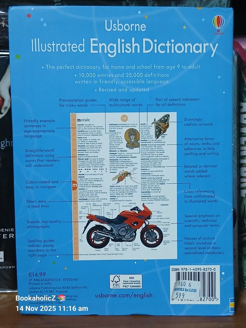 Usborne Illustrated English Dictionary (Category: Children's Books) located in Antipolo. Submitted by bookaholicz_dettori (Listing ID 1404022594, Image 3). Description: Usborne Illustrated English Dictionary -flexibound -preloved-VGC -with over 1000 colored illustrations -kindly check the comment section on our f@ceb0○k page 'BookaholicZ' for more pictures/ video of the book. •MOP: Gcash/Bank transfer •No SCO / No COD •Payment first •Pm for queri