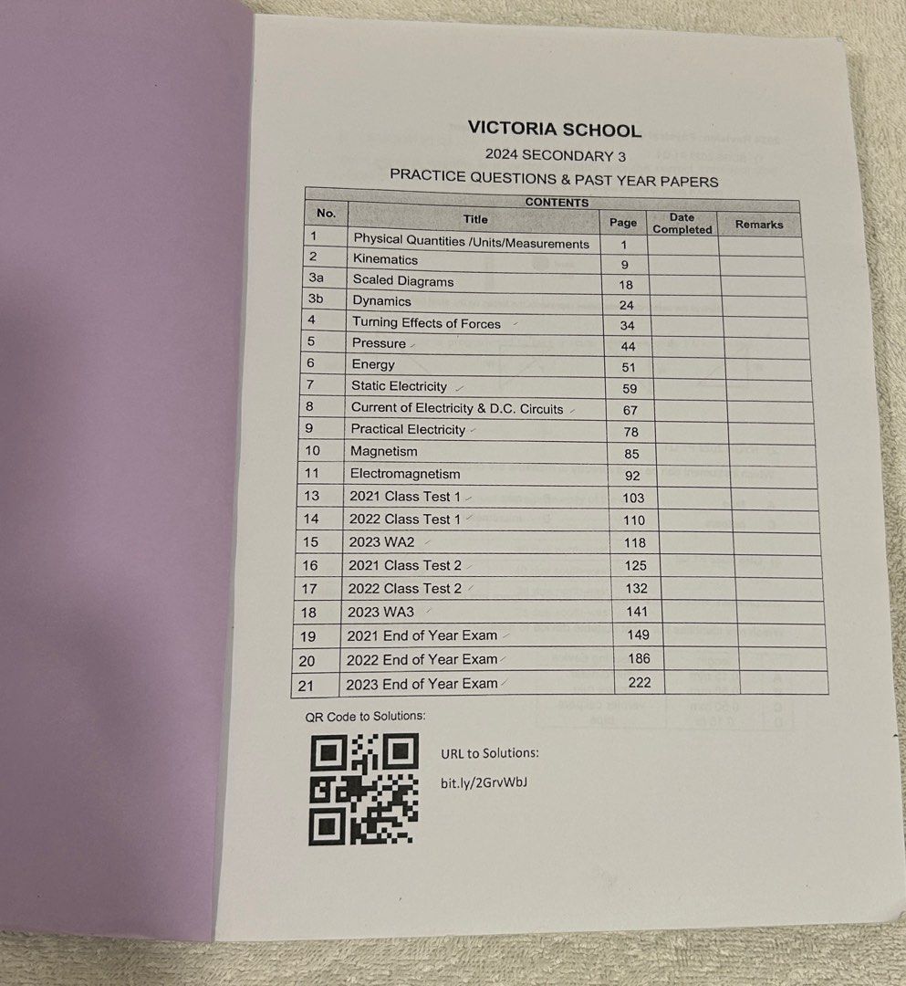 Victoria School Secondary 3 Physics Practice Questions, Hobbies & Toys ...