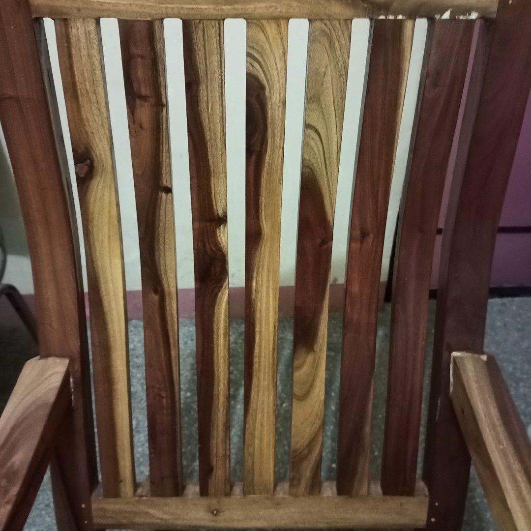 Wooden Rocking Chair (Category: Chairs) located in Makati City. Submitted by jayselle78 (Listing ID 1404054485, Image 2). Description: sturdy mahogany light varnish .