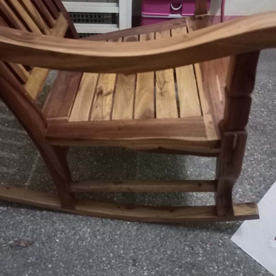 Wooden Rocking Chair (Category: Chairs) located in Makati City. Submitted by jayselle78 (Listing ID 1404054485, Image 1). Description: sturdy mahogany light varnish .