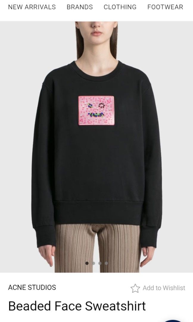 ACNE STUDIOS|Women's Black Beaded Face Pullover Sweatshirt 100% Cotton (Category: Luxury Apparel) located in Rizal. Submitted by kakaibafinds (Listing ID 1404303645, Image 2). Description: SIZE:XXS on tags BUST:40 inches circumference SHOULDERS:18 inches SLEEVES:26 inches, AH:7" diam LENGTH:26 inches FABRIC COMPO: 100% Cotton Measurements are based on tape measure not the tag. FREE Shipping (Full Original Price only 580 & above) Shipping fee to b