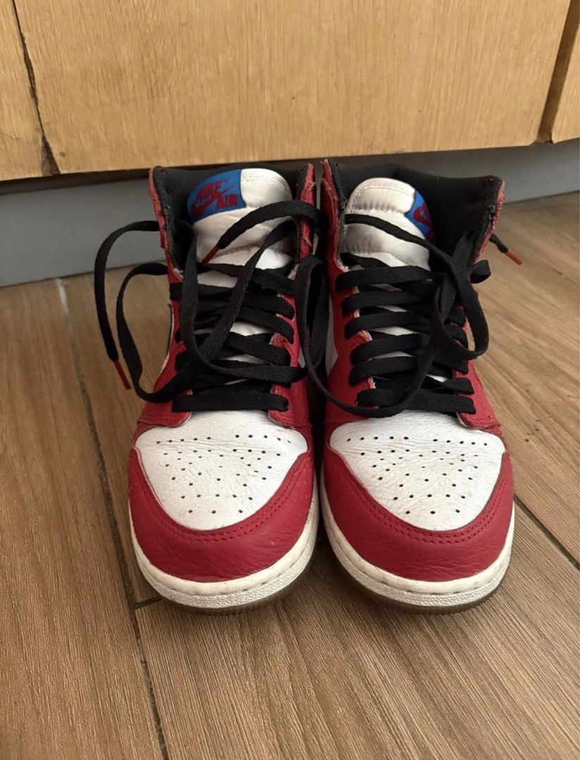 Air Jordan 1 High OG Spiderman (Category: Sneakers) located in Manila. Submitted by dhanstuffs (Listing ID 1404349750, Image 2). Description: Air Jordan 1 High OG sneakers Spiderman - complete box and extra laces (blue and red) - 5.5Y / Size 7 womens - Sampaloc Area .