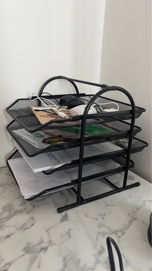 4 Tier File Rack Black paper rack / 4-Tier File Organizer, Furniture & Home Living, Home ...