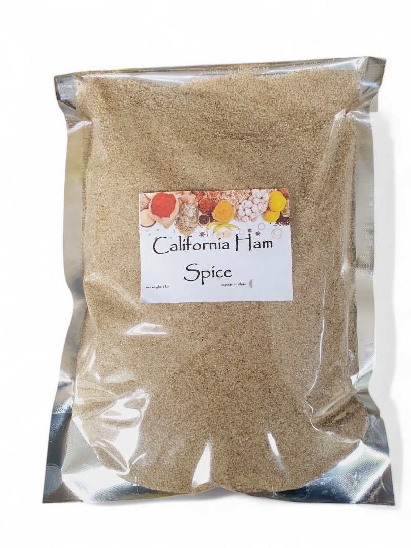 California Ham Spice (Category: Spice & Seasoning) located in Quezon City. Submitted by jollyantz.jollyantz (Listing ID 1404224110, Image 1). Description: ca ifornia ham spice powder 1 pack = 1 kilo food grade for food processing for cooking premium grade high class safe sugar, salt , and spice powder pictures not updated exp. date : August 2027.