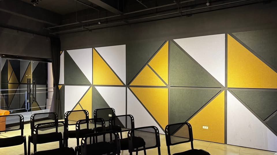 Decorative Acoustic Wall Panels Geometric (Category: Wall Decor) located in Antipolo. Submitted by thriftmanilaxx (Listing ID 1404220484, Image 1). Description: FOR SALE: POLYESTER ACOUSTIC WALL PANELS IN TRIANGULAR CUTS - Professional acoustic wall panels to decrease room sound reflection - Good for music studio, event venue, or office - In dark grey, light grey and mocha - Size: Approx 21.6sqm per wall (2 sets) ✴️ Item is in very good condition
