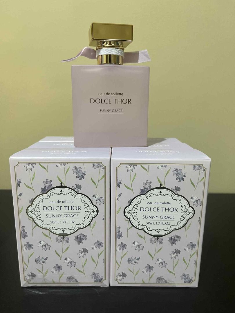 Dolce Thor Sunny Grace Eau de Toilette 50ml (Category: Fragrance & Deodorants) located in Makati City. Submitted by mlcorner (Listing ID 1404334320, Image 1). Description: - Brand new and sealed Dolce & Gabbana Thor Sunny Grace Eau de Toilette. - Size: 50ml / 1.7 fl oz. - Bottle: Light pink square shape with a gold cap. - Packaging: Floral design box with brand and scent name..