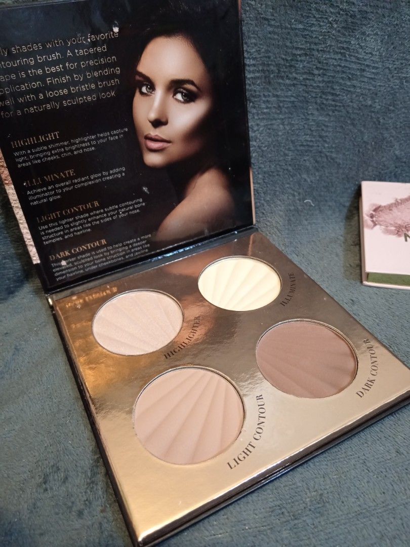 Ellen Tracy, Makeup Studio, Contour & Eyeshadow Palettes (Category: Makeup) located in Paranaque City. Submitted by shopnsaveph (Listing ID 1404338933, Image 2). Description: Collection of makeup palettes including eyeshadows, contour, and highlight palettes. Includes Ellen Tracy Contour Palette, Ellen Tracy Exposed Palette, Ellen Tracy Radiant Glow Palette, and Makeup Studio Eyeshadow/Highlighter Palette. Also includes a Shimmering Rose palette.