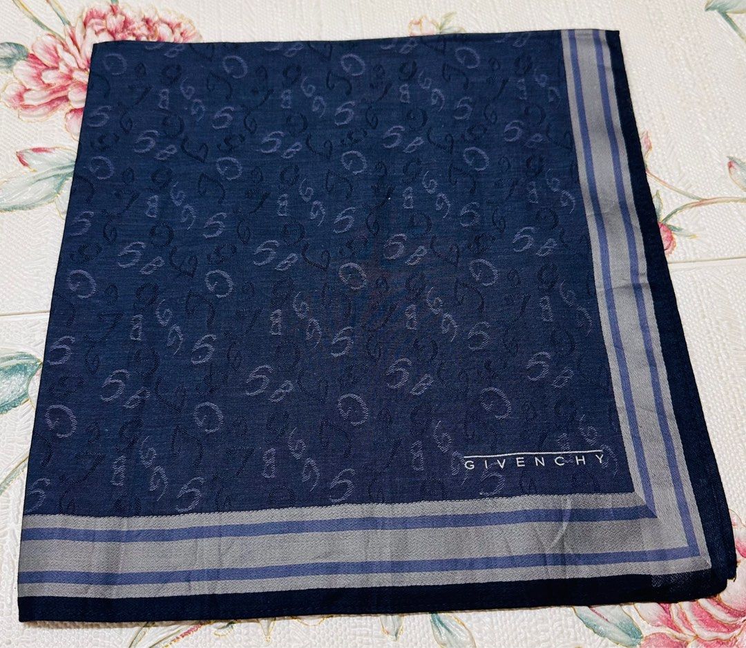 Givenchy Monogram Handkerchief (Category: Luxury Accessories) located in Manila. Submitted by rarefindsgallery (Listing ID 1404254959, Image 1). Description: Givenchy Monogram Handkerchief Size: 18” x 19” Material: 💯 cotton Authentic Made in Japan 🇯🇵 .