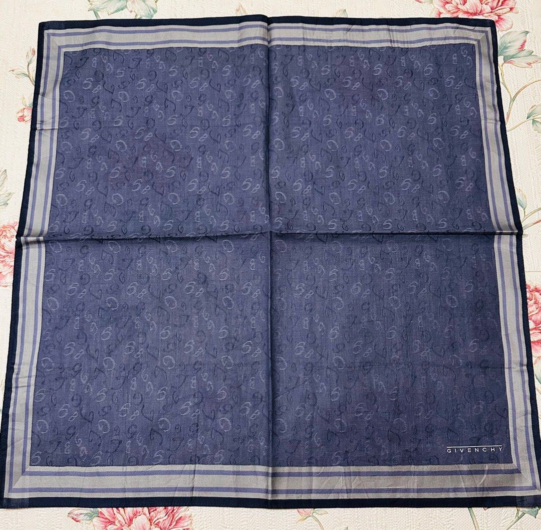 Givenchy Monogram Handkerchief (Category: Luxury Accessories) located in Manila. Submitted by rarefindsgallery (Listing ID 1404254959, Image 2). Description: Givenchy Monogram Handkerchief Size: 18” x 19” Material: 💯 cotton Authentic Made in Japan 🇯🇵 .