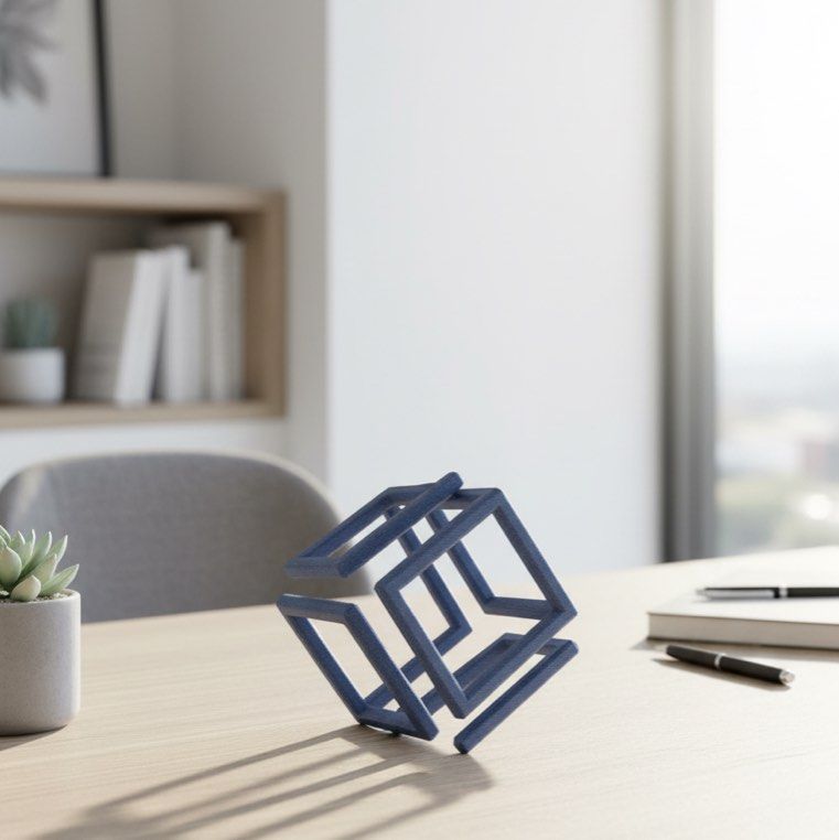 Infinity Cube (Category: Interactive Toys) located in Singapore. Submitted by teranova_sg (Listing ID 1404337319, Image 1). Description: Infinity Cube 3D printed in Dark Blue Matte Colour. Surface in matte finish. Approximate Size: 7cm x 7cm x 7cm A good conversation starter. Made to order request available for alternative colours..