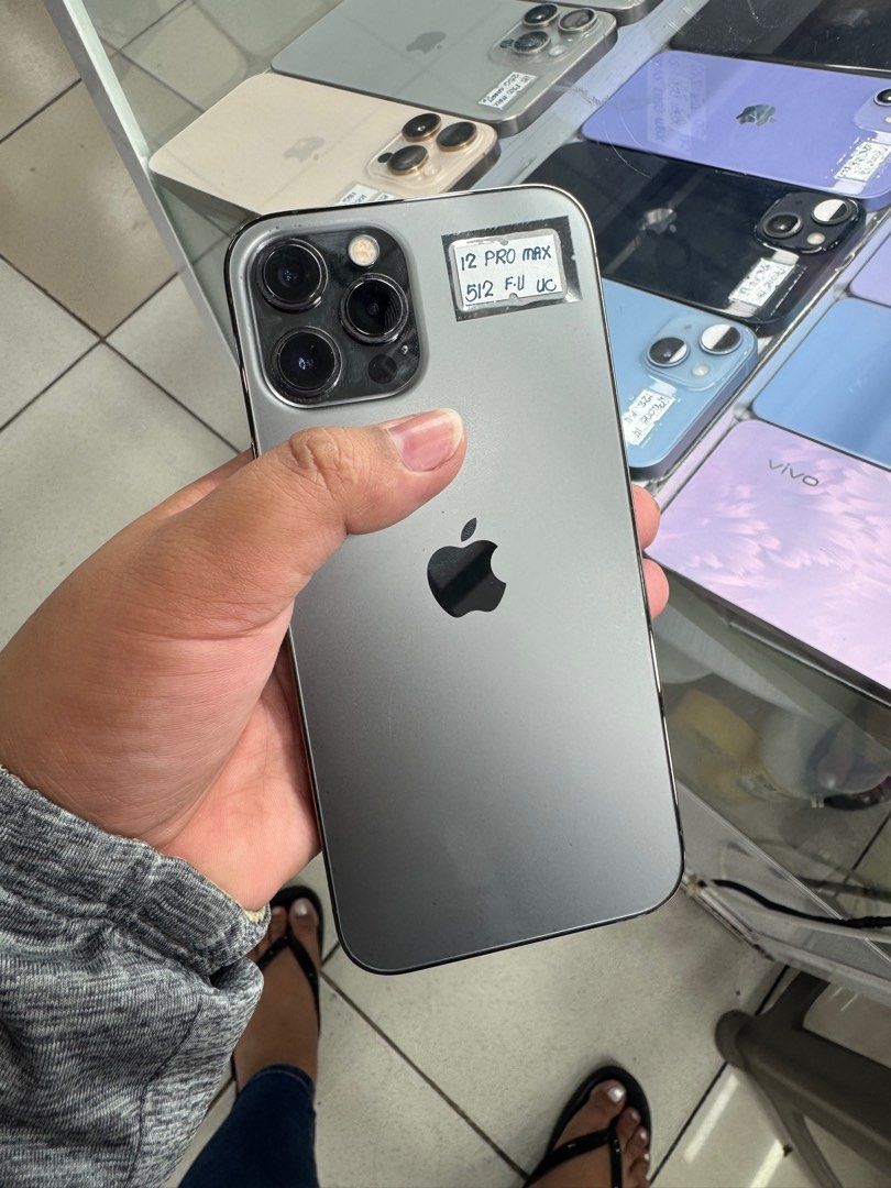 iPhone 12 Promax 512gb (F.U) (Category: iPhone 12 Series) located in San Juan City. Submitted by wainefreygadgetshop (Listing ID 1404248333, Image 1). Description: iPhone 12 Promax 512gb OPENLINE ALL GOODS AT WORKING MAY FACE I.D MAY TRUE TONE SMOOTH PADIN 96% BATTERY HEALTH CAMERA MALINAW PEDE PANG BACK UP PHONE Test to sawa bago bayaran SEARCH NYO NALANG FULL SPECS PEDE SA MAARTE BAWAL SA NAG IINARTE MAGBASA KA MUNA BAGO KA MAG REACT ! Selling 