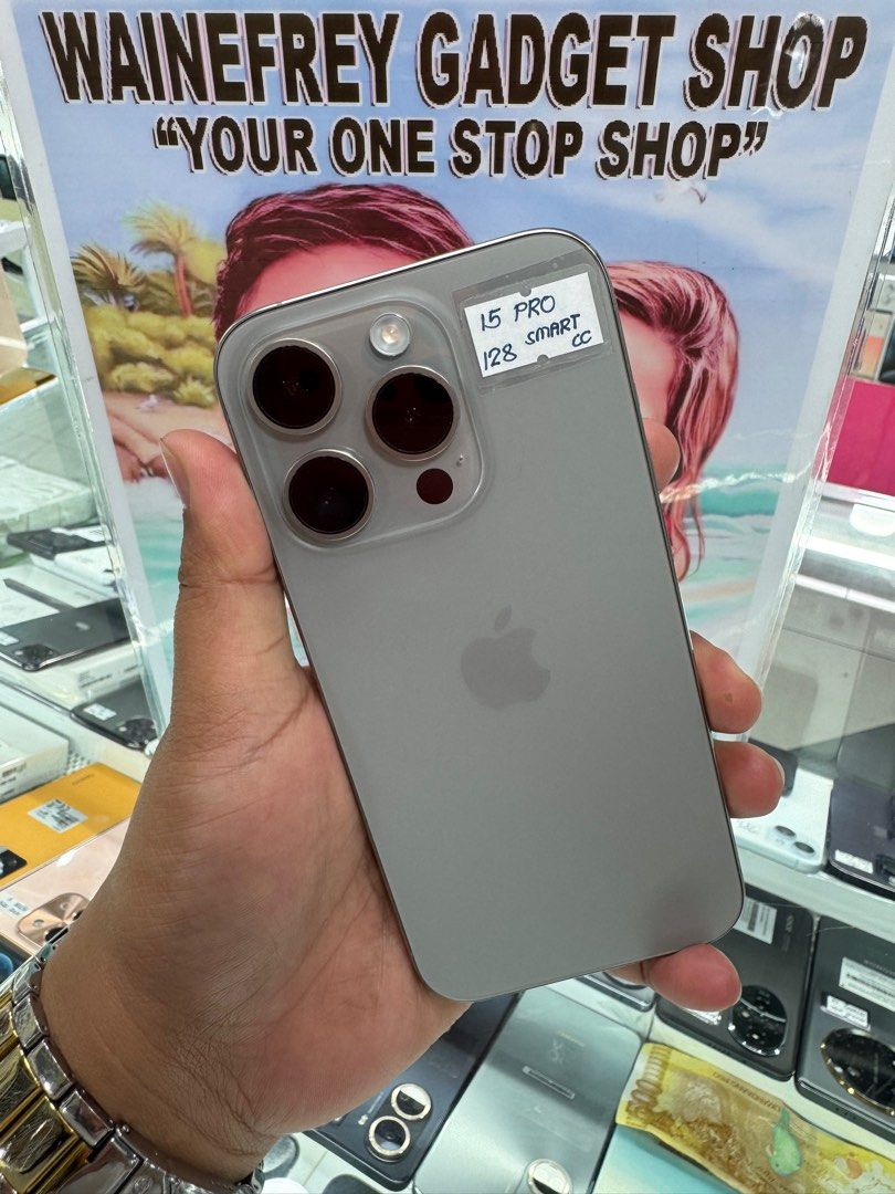 iPhone 15 Pro 128gb (SMART-LOCKED) (Category: iPhone 15 Series) located in San Juan City. Submitted by wainefreygadgetshop (Listing ID 1404250368, Image 1). Description: iPhone 15 Pro 128gb (SMART-LOCKED) ALL GOODS AT WORKING MAY FACE I.D MAY TRUE TONE SMOOTH PADIN 88% BATTERY HEALTH CAMERA MALINAW PEDE PANG BACK UP PHONE Test to sawa bago bayaran SEARCH NYO NALANG FULL SPECS PEDE SA MAARTE BAWAL SA NAG IINARTE MAGBASA KA MUNA BAGO KA MAG REACT !