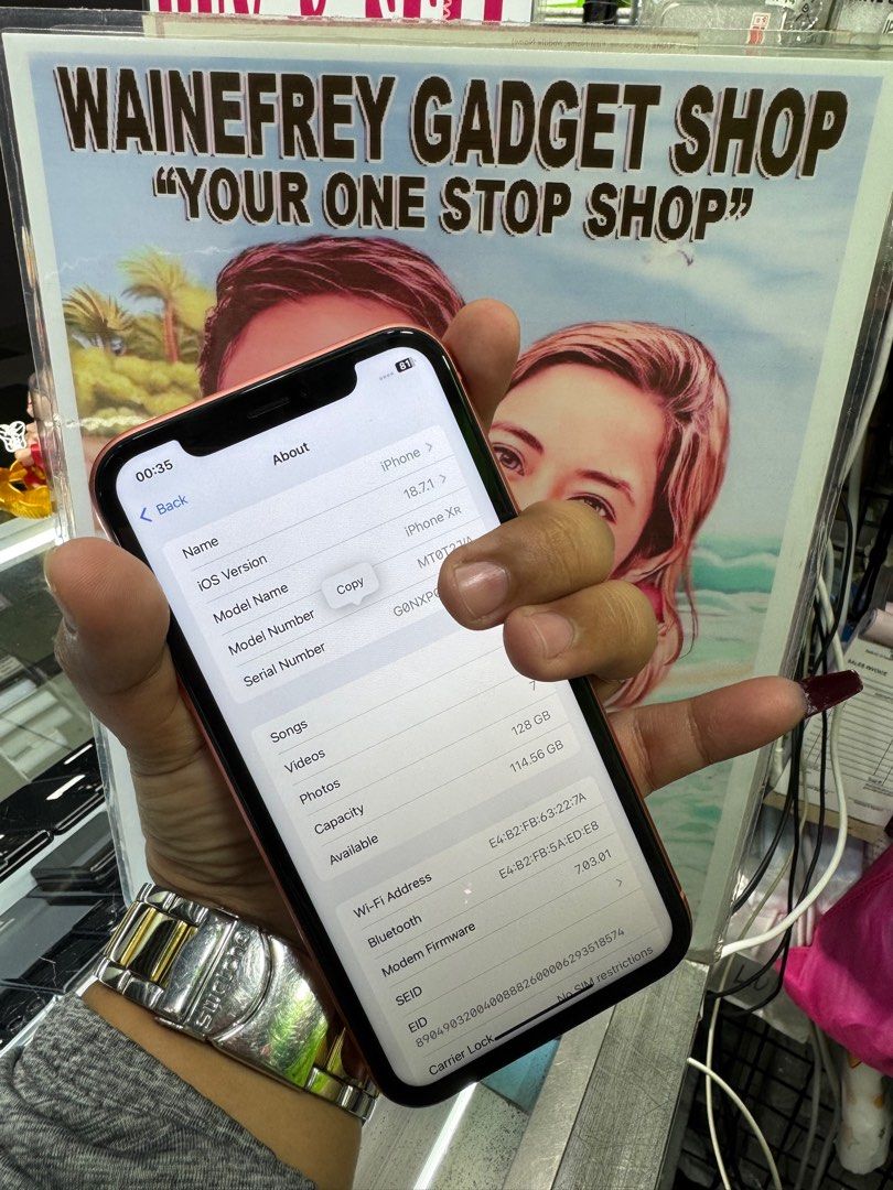 iPhone XR 128gb (F.U) (Category: iPhone X Series) located in San Juan City. Submitted by wainefreygadgetshop (Listing ID 1404265583, Image 2). Description: iPhone XR 128gb (F.U) OPENLINE ALL GOODS AT WORKING MAY FACE I.D MAY TRUE TONE SMOOTH PADIN 97% BATTERY HEALTH CAMERA MALINAW PEDE PANG BACK UP PHONE Test to sawa bago bayaran SEARCH NYO NALANG FULL SPECS PEDE SA MAARTE BAWAL SA NAG IINARTE *DI LANG MASYADO MAKINIS KAYA MURA FREE CASE AT TEMPE