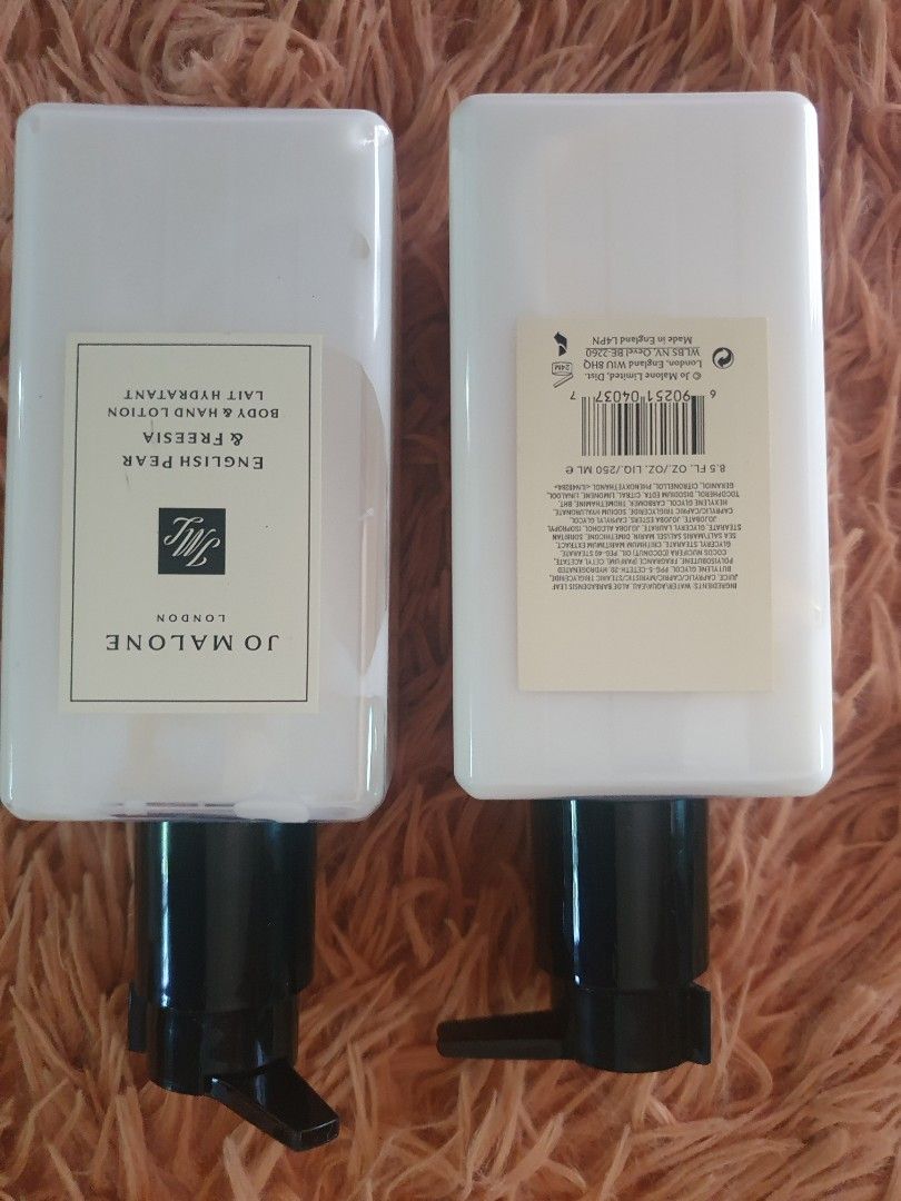 Jo Malone Hand & Body Lotion (Category: Body Care) located in Pugo. Submitted by abshopfinity (Listing ID 1404313897, Image 2). Description: - Jo Malone Hand & Body Lotion - English Pear & Freesia scent - Features a sleek white bottle design - In excellent condition - Available for meetups in Agoo, Baguio City, Dagupan City, and San Fernando City.