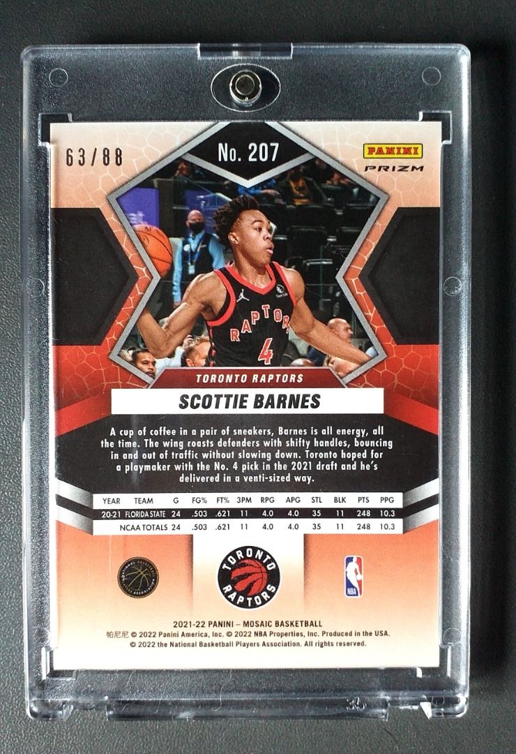 Scottie Barnes RC - Yellow Mosaic /88 (Category: Raw Singles) located in Marikina City. Submitted by mattmark1983 (Listing ID 1404246269, Image 2). Description: Panini NBA cards 2021 - 22 1 x Reed Sheppard *** Good condition with free Toploader *** Perfect for your Scottie Barnes collection *** Team Toronto Raptors.
