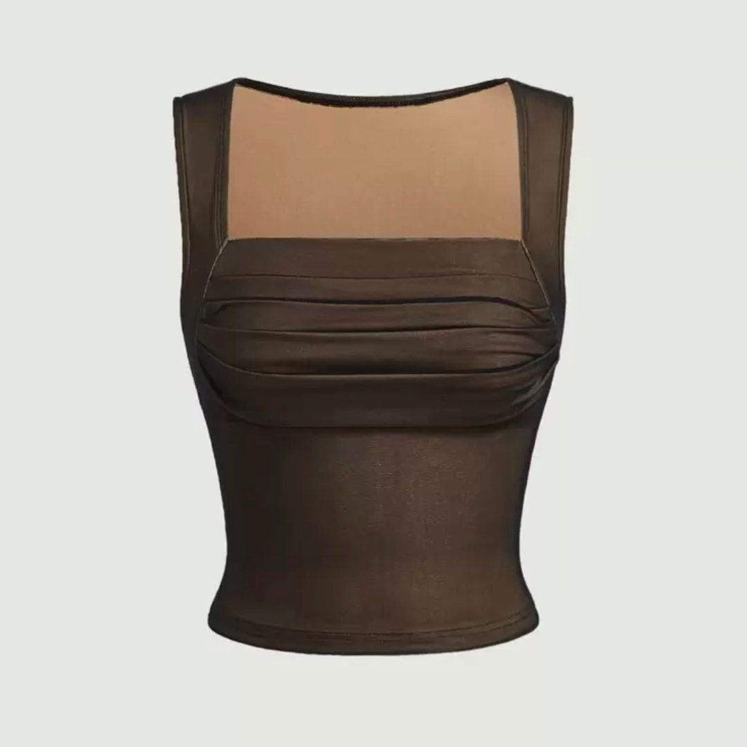 SHEIN MOD Ruched Mesh Tank Top Blouse (Category: Sleeveless) located in Quezon City. Submitted by ghostcookie (Listing ID 1404281628, Image 1). Description: • size large • used once.
