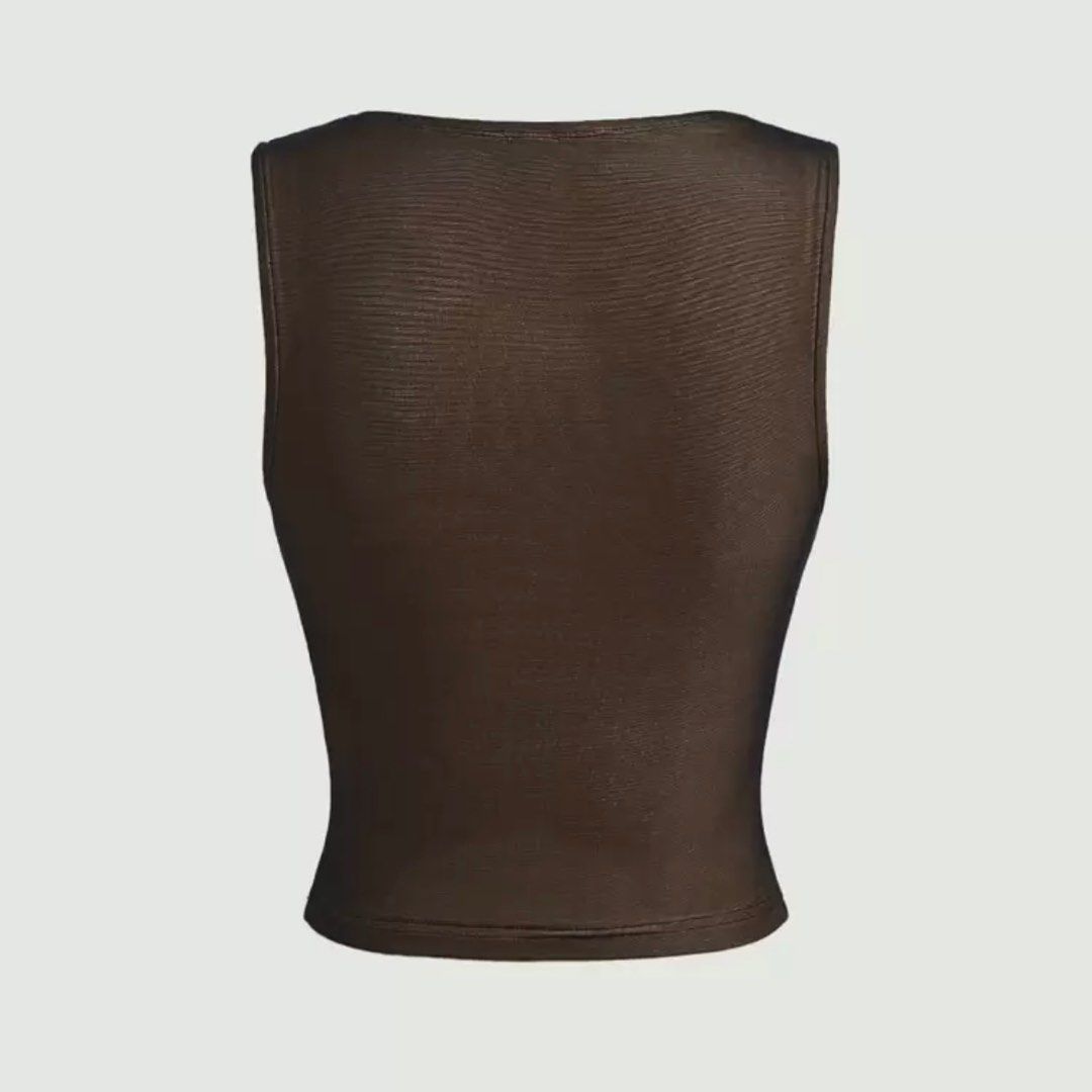 SHEIN MOD Ruched Mesh Tank Top Blouse (Category: Sleeveless) located in Quezon City. Submitted by ghostcookie (Listing ID 1404281628, Image 2). Description: • size large • used once.
