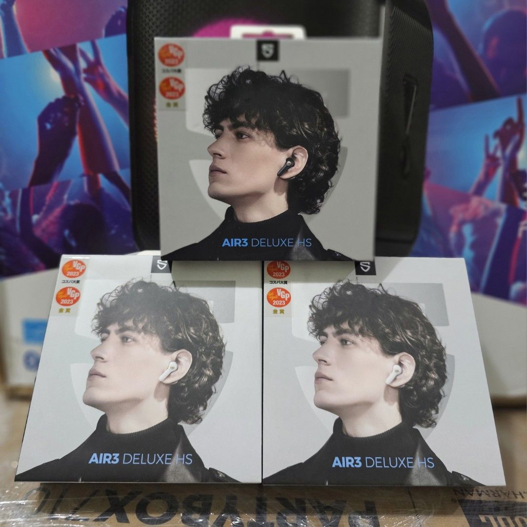 Soundpeats Air 3 Deluxe HS (Category: Earphones) located in Binan City. Submitted by jaolvt (Listing ID 1404328050, Image 1). Description: Brandnew Unit Isang pair lang nagana. 3pcs available. Can be connected sa Soundpeats App.