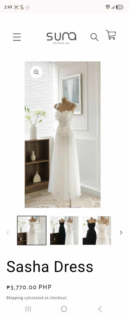 Suna Studio Sasha Party Wedding Dress (Category: Evening dresses & gowns) located in Quezon City. Submitted by yukiatchi (Listing ID 1404217526, Image 2). Description: Brand New Suna Studio White Sasha Dress orig price ₱3,770 selling ₱3,500 - 1st pic when worn - size small Bust 80cm, Waist 64cm, Length 105cm - perfect for weddings, birthday, events RFS: extra, na-double bili.