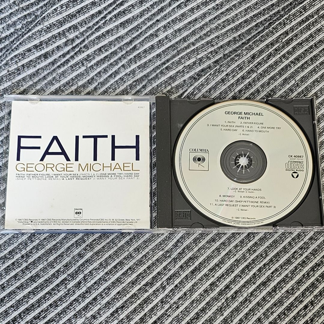 🌟 🇺🇸 [CD CBS] George Michael – Faith (1987) (Category: CDs & DVDs) located in Singapore. Submitted by strangecell (Listing ID 1404516567, Image 2). Description: Many more Various Genres: https://www.carousell.sg/p/1253907759 Electronic Dance, EDM, DJ Mix: https://carousell.com/p/1035784902 Easy Listening, Funk Soul, Lounge, Jazz, New Age, Chill-out: https://carousell.com/p/1028943398 ************************************** Self-collect at Area 