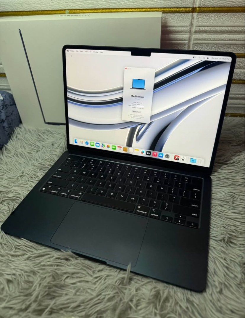 Apple MacBook Air m2 2022 8gb 256 (Category: Laptops & Notebooks) located in San Juan City. Submitted by Karl_Mathew (Listing ID 1404428413, Image 2). Description: MACBOOK AIR M2 CHIP 13-INCH 2022 Midnight Blue 8GB/256GB Inclusion: ▪️Unit ▪️Orig Charger ▪️Complete With Box FOR SALE MacBook Air M2 Chip 13-Inch 2022 ▪️8GB Ram Memory ▪️256GB SSD Storage ▪️100% Battery Health ▪️macOS Sequioa ▪️No issues ▪️All Working .