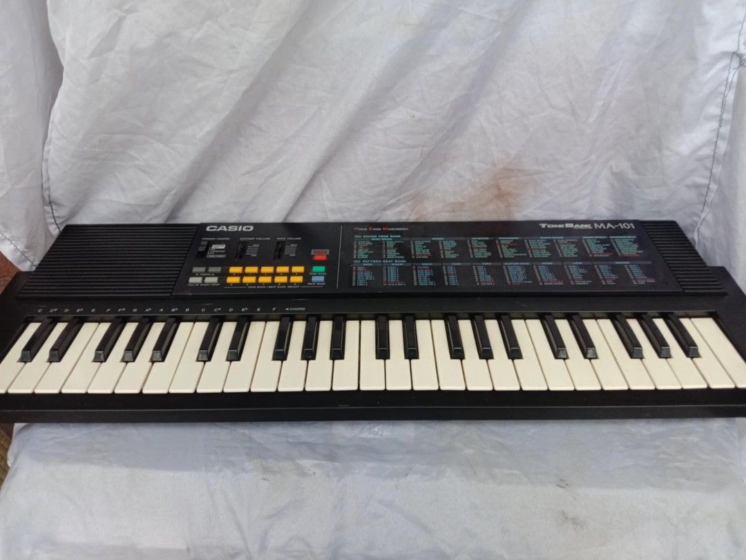 Casio ToneBank MA-101 Keyboard (Category: Computer Keyboard) located in Quezon City. Submitted by jpnvintageonline (Listing ID 1404529419, Image 2). Description: - Vintage Casio ToneBank MA-101 keyboard - Variety of tones and rhythms - Full set of keys - Control buttons included - Built-in speaker - Model name clearly visible.