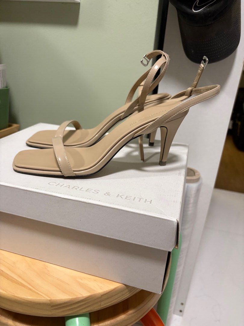 Charles & Keith Ankle-Strap Heeled Sandals - Sand (Category: Heels) located in Paranaque City. Submitted by bsassenach (Listing ID 1404499195, Image 2). Description: US 38 Heel length: 3 inches Used thrice only With box.