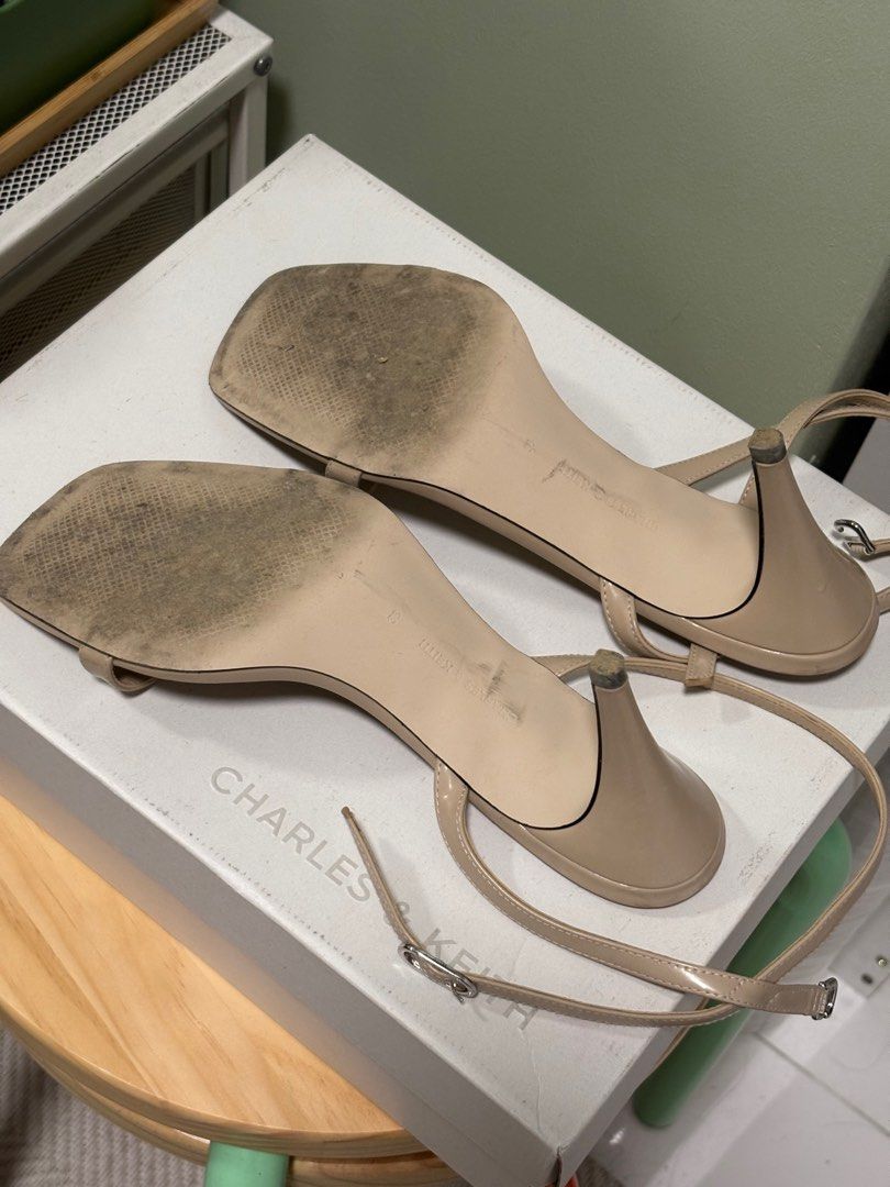 Charles & Keith Ankle-Strap Heeled Sandals - Sand (Category: Heels) located in Paranaque City. Submitted by bsassenach (Listing ID 1404499195, Image 3). Description: US 38 Heel length: 3 inches Used thrice only With box.