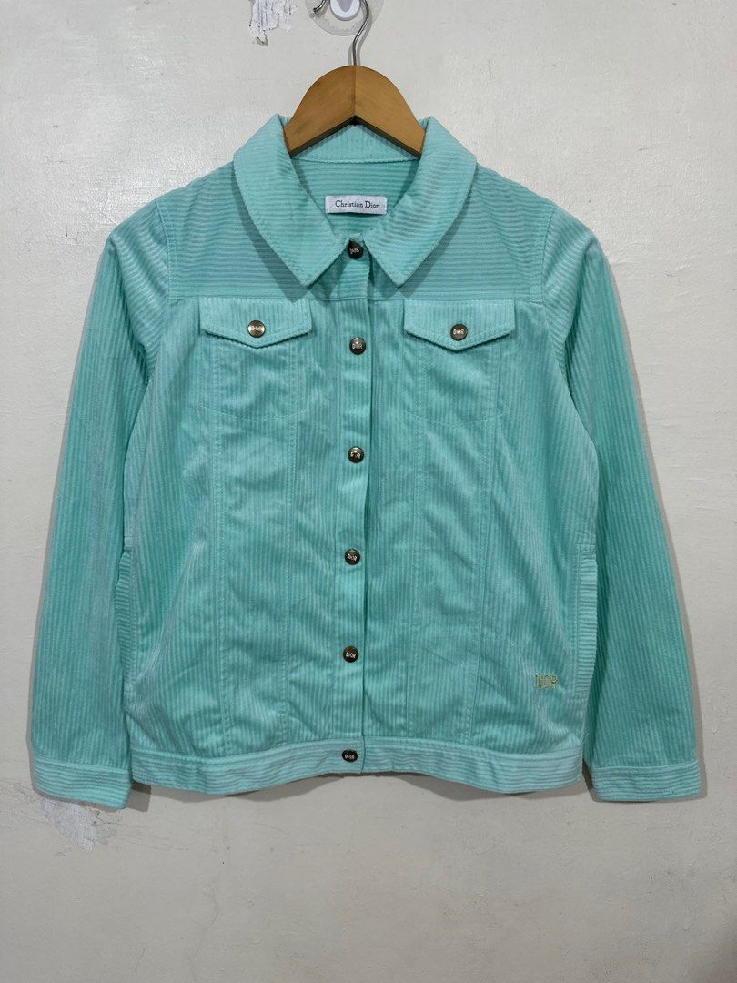 Christian Dior - Corduroy - Wrangler Jacket (Category: Coats, Jackets and Outerwear) located in Manila. Submitted by sophisticatedgoons (Listing ID 1404548007, Image 2). Description: Christian Dior Wrangler Corduroy Jacket Color: Teal Green Size: 160 fits to Small - Medium women's Dimes: 19 x 23 Very good condition No issue.