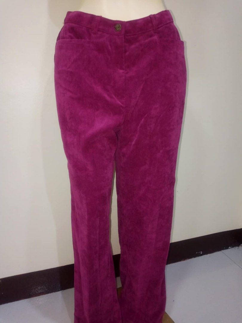 Corduroy Pants - Fuchsia (Category: Other Bottoms) located in Quezon City. Submitted by mdmshops (Listing ID 1404483075, Image 1). Description: - Fuchsia corduroy pants - Classic design - Button closure - Features pockets - Straight leg cut - Made of soft, textured corduroy fabric - Versatile piece.