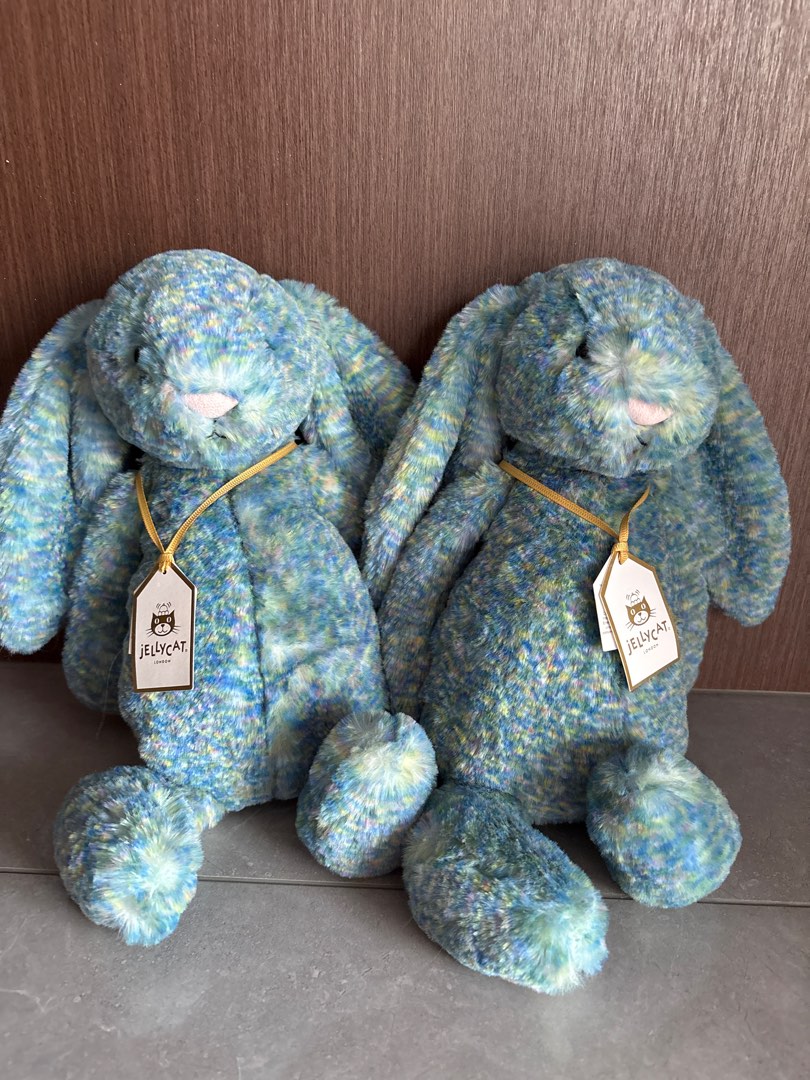 有購買憑證正品隨便驗貨Jellycat Bashful Luxe Bunny Azure 25週年限定莫奈兔, 興趣及遊戲, 玩具 & 遊戲類