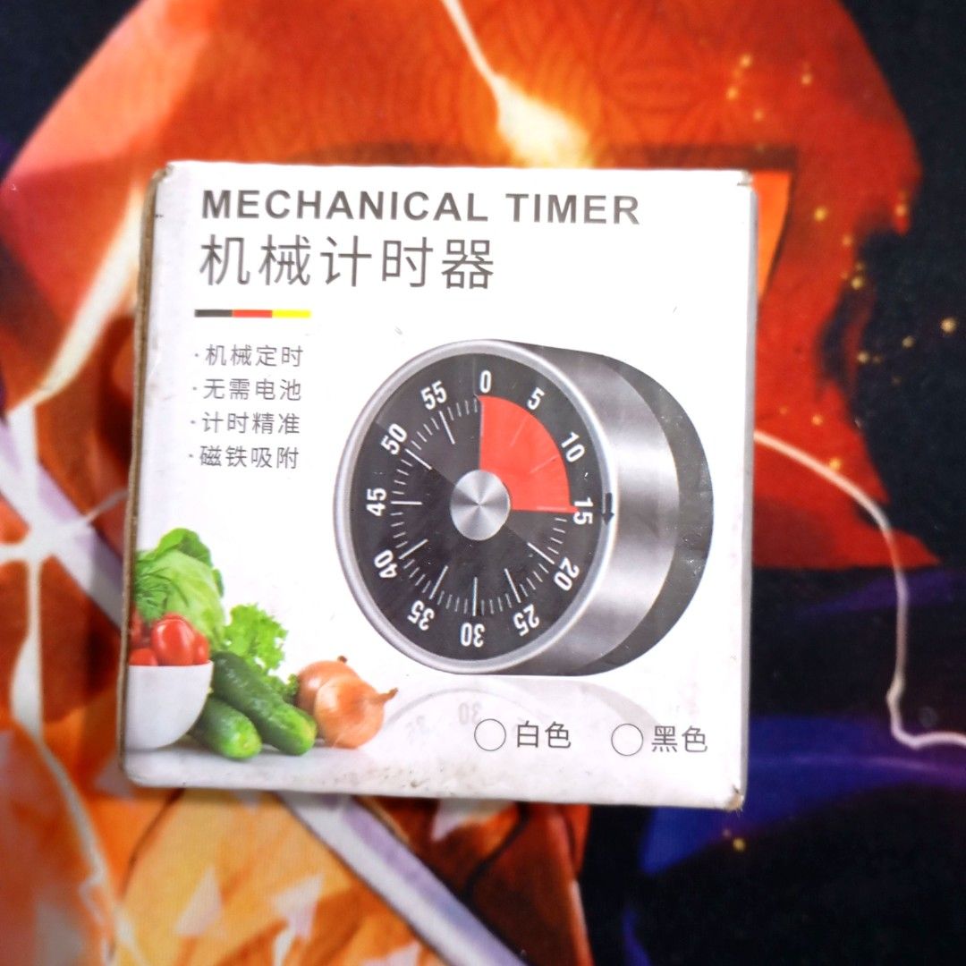 Kitchen Cooking Timer (Category: Clocks) located in Quezon City. Submitted by an.marie (Listing ID 1404518122, Image 1). Description: Mechanical timer is perfect for your kitchen needs. It features a clear dial for easy time setting and is designed for precise timing. It does not require batteries and has a magnetic back for easy attachment. The timer is easy to use and a great addition to any kitchen..