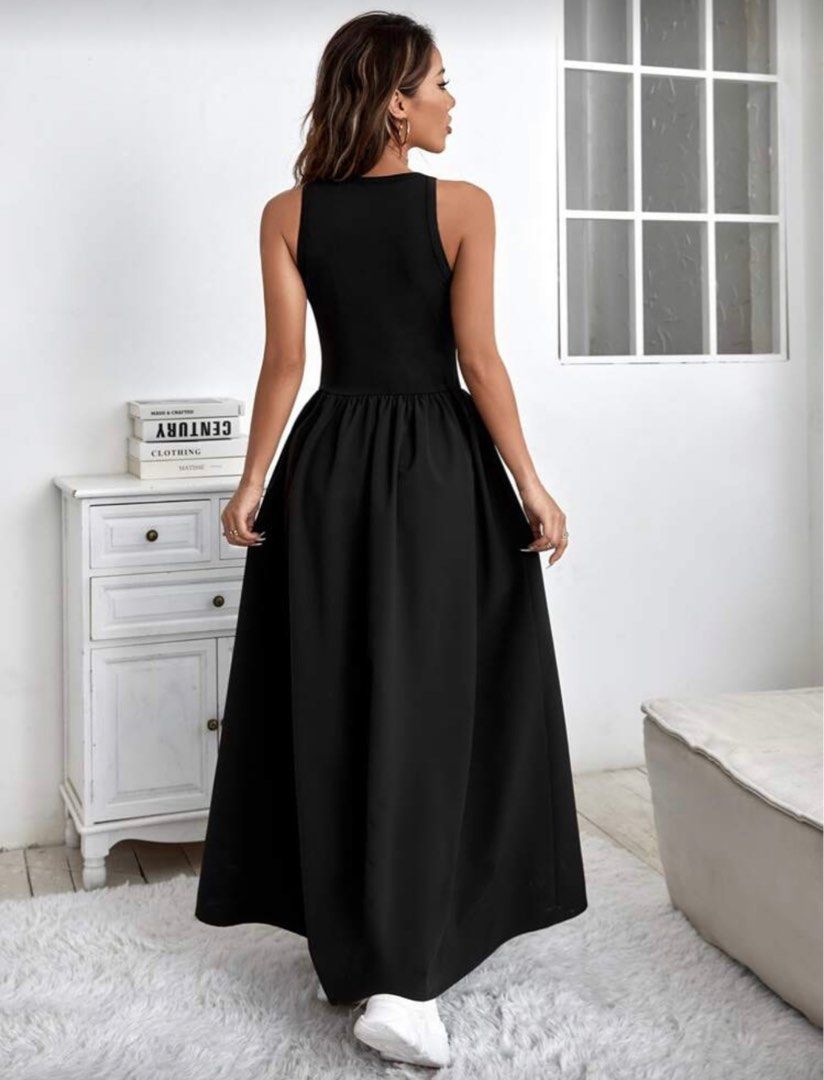 SHEIN Long flared Hem dress (Category: Dresses) located in Quezon City. Submitted by _judebbr1 (Listing ID 1404491282, Image 2). Description: Got this from Shein for ₱888. SHEIN Essnce Solid Sleeveless Flared Hem Dress. Used once only..