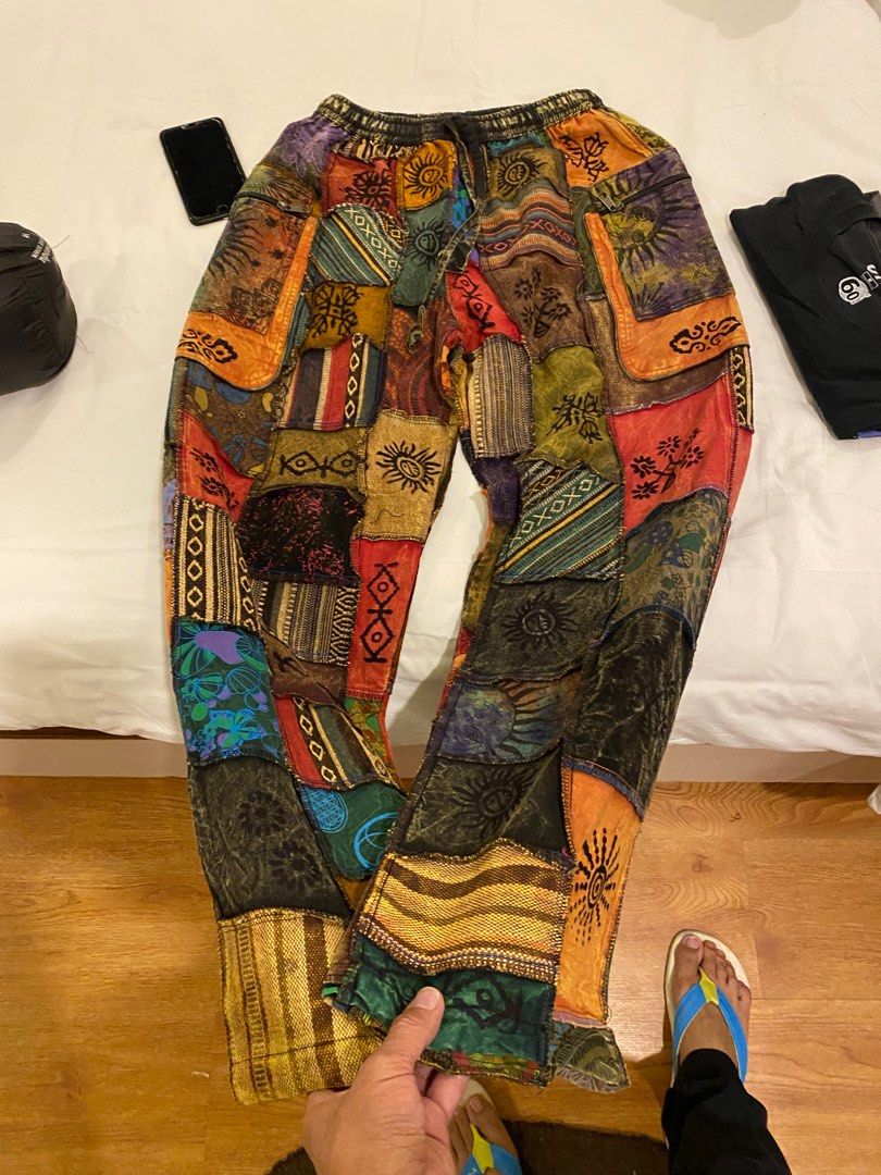 Patchwork Print Pants (Category: Trousers) located in Cagayan de Oro. Submitted by cu_2022 (Listing ID 1404441207, Image 1). Description: - Unique patchwork print - Elastic waistband - Assorted colorful patterns - Two pockets - Lightweight fabric - Comfortable for warm weather.