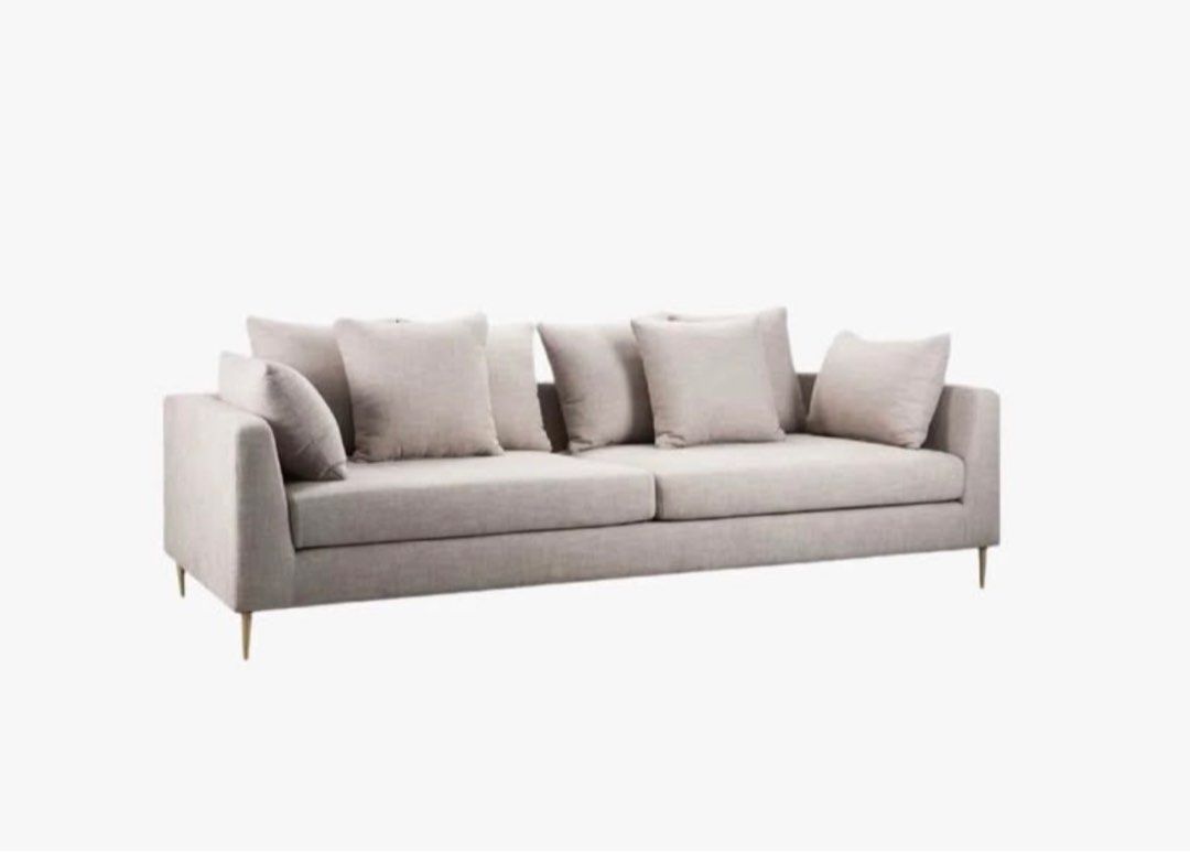 Philux Pacific 3 Seater Sofa (Category: Sofas) located in Davao. Submitted by kat_and_cat_ (Listing ID 1404502321, Image 2). Description: Brand: Philux Fabric color: Cloud (light gray) Fabric brand: FibreGuard (stain resistant) Item: Pacific 3 Seater Sofa Dimensions: 245 x 100 x 95 Hcm Legs: Black metal finish Original price: P145,000+++ Selling low..