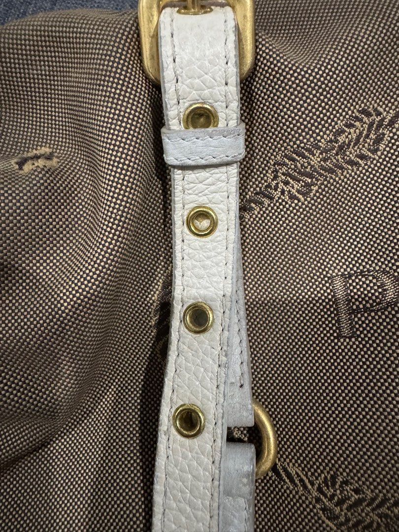 Prada Handbag with White Leather Straps (Category: Luxury Bags & Wallets) located in Manila. Submitted by absdeclutter (Listing ID 1404405193, Image 2). Description: Bought in my fave online seller (luxury brand) with minimal sign of usage. See detailed pics 🤎👜.